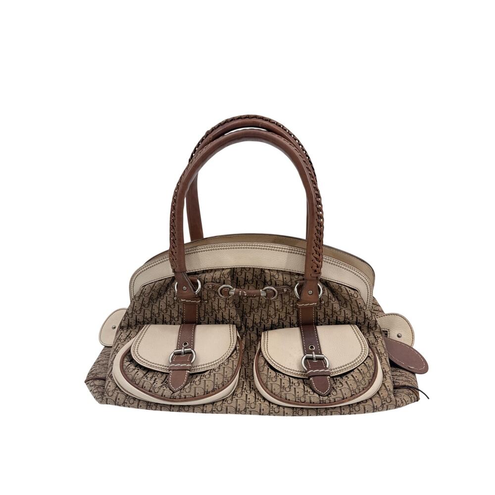 Dior Canvas Monogram Diorissimo My Dior Pockets Satchel Beige